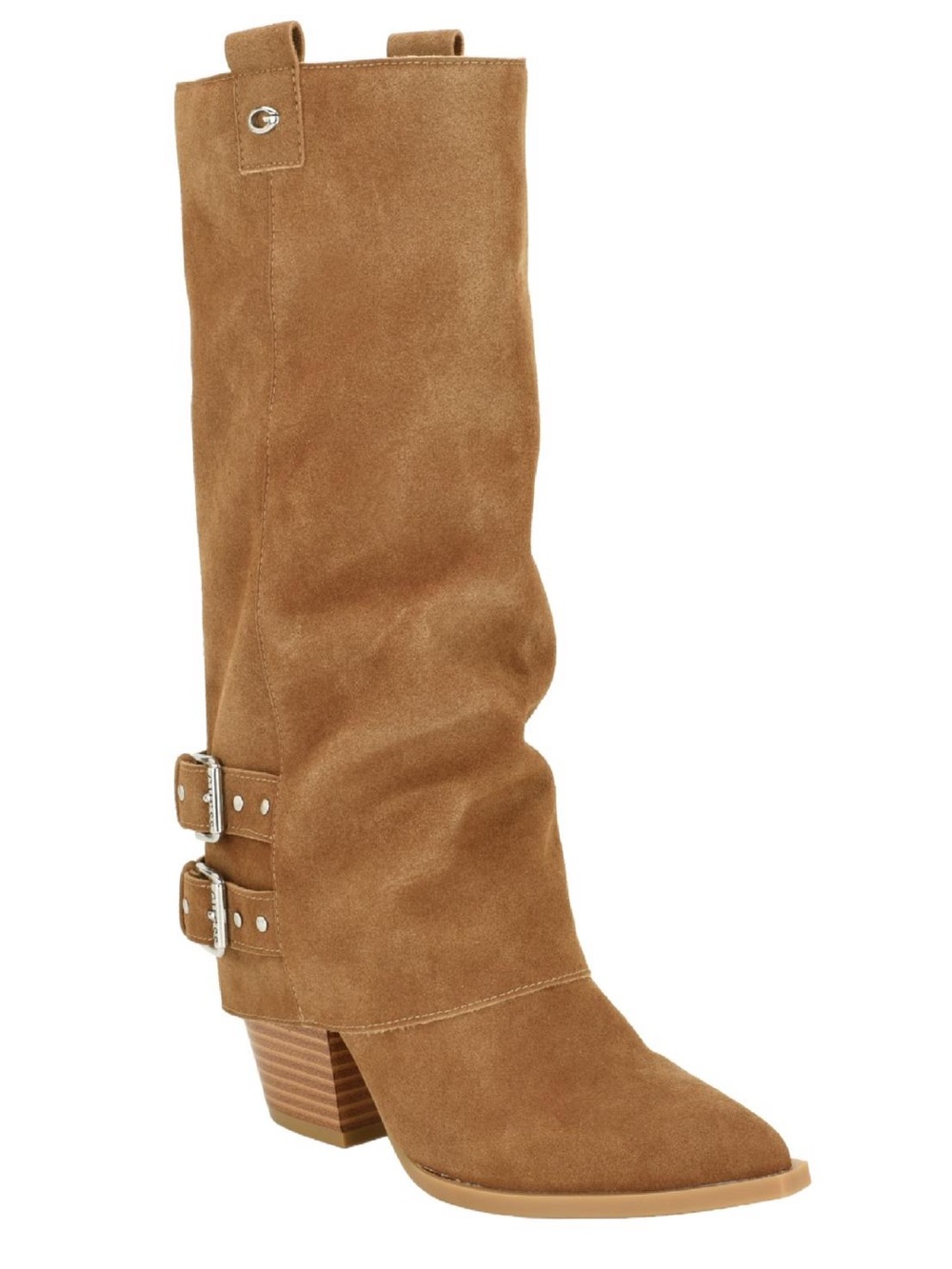Guess Women's Brown Nianna Western Mid Calf Fold Over Boots
